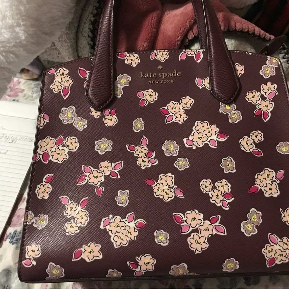Kate Spade Burgundy Floral Satchel